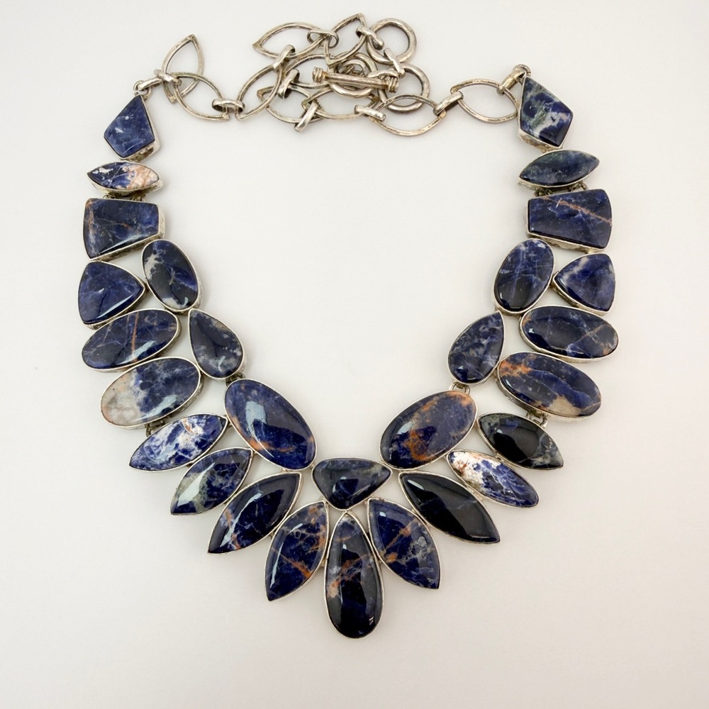 Elegant Blue Sunset Sodalite Natural Stone Southwestern Necklace